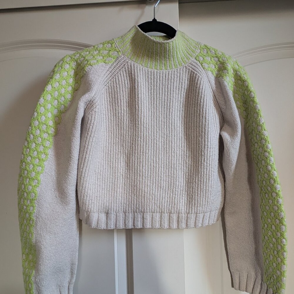 Wild Fable Cropped Sweater Women's XS Ribbed Knit Long Sleeve Off-White